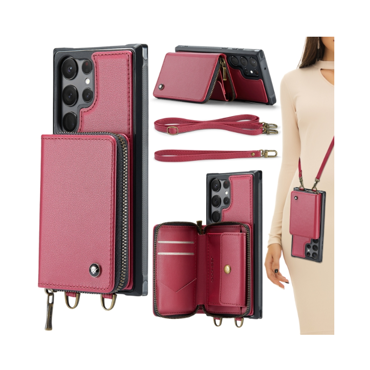 Samsung S23 Ultra 5G. Funda JEEHOOD Wallet leather case con correa