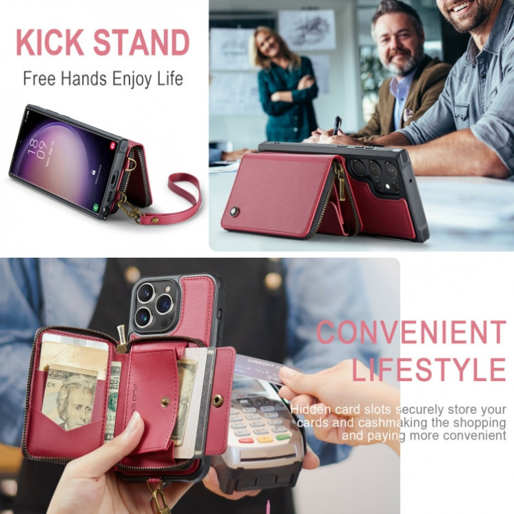 Samsung S23 Ultra 5G. Funda JEEHOOD Wallet leather case con correa
