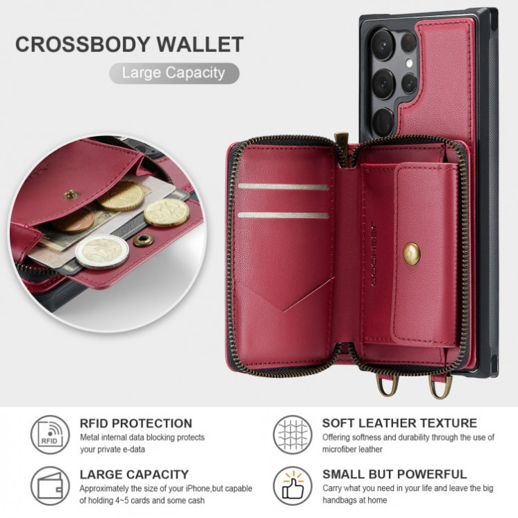 Samsung S23 Ultra 5G. Funda JEEHOOD Wallet leather case con correa