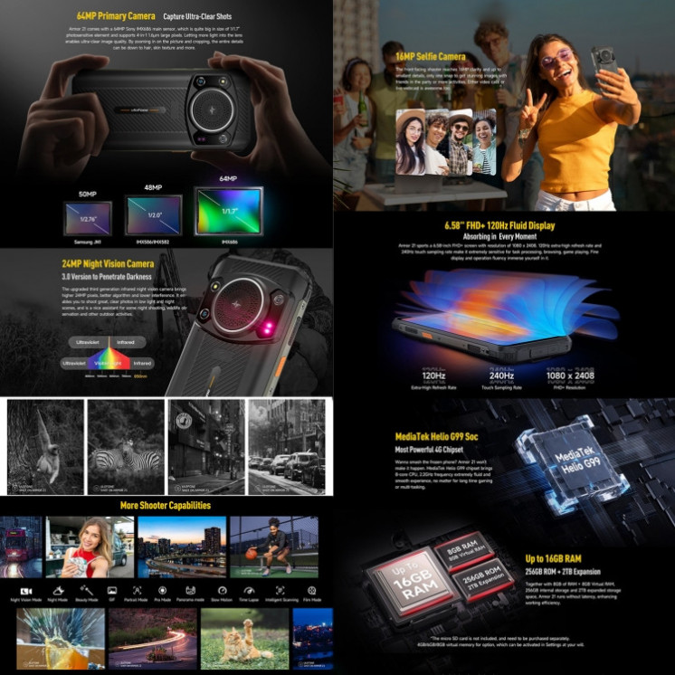 Ulefone Armor 21. RAM extendible hasta 16GB+256GB. Visión Nocturna. Todo Terreno