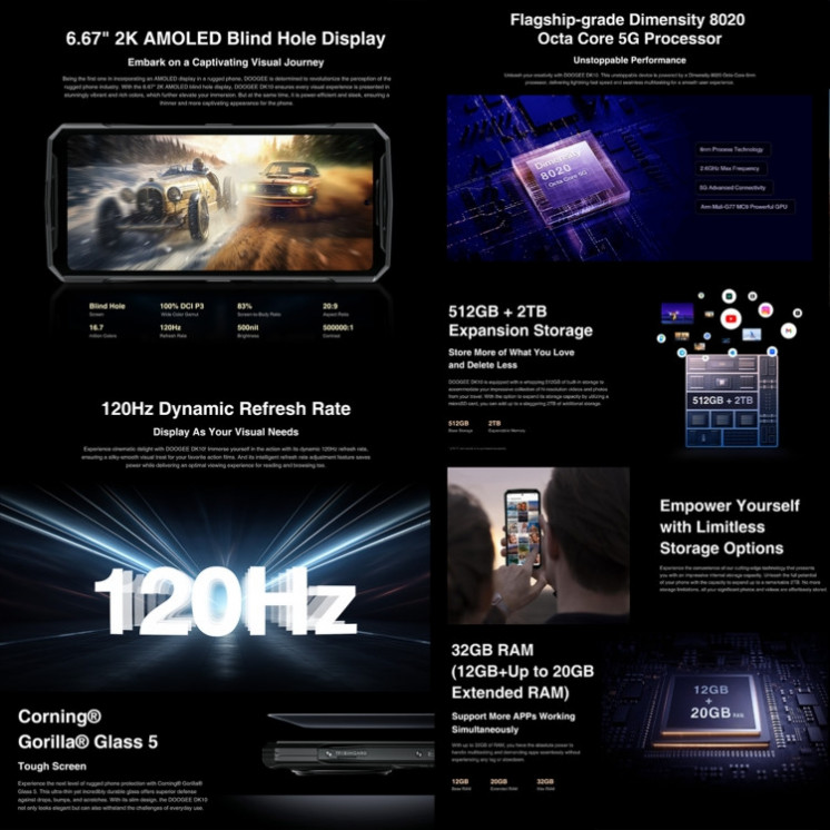 DOOGEE DK10 5G. Visión Nocturna. Hasta RAM 32GB+512GB