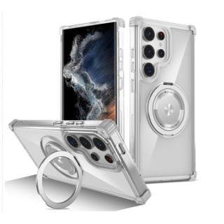 Samsung S22 Ultra 5G. Funda MagSafe magnético con anillo stand (transparente)
