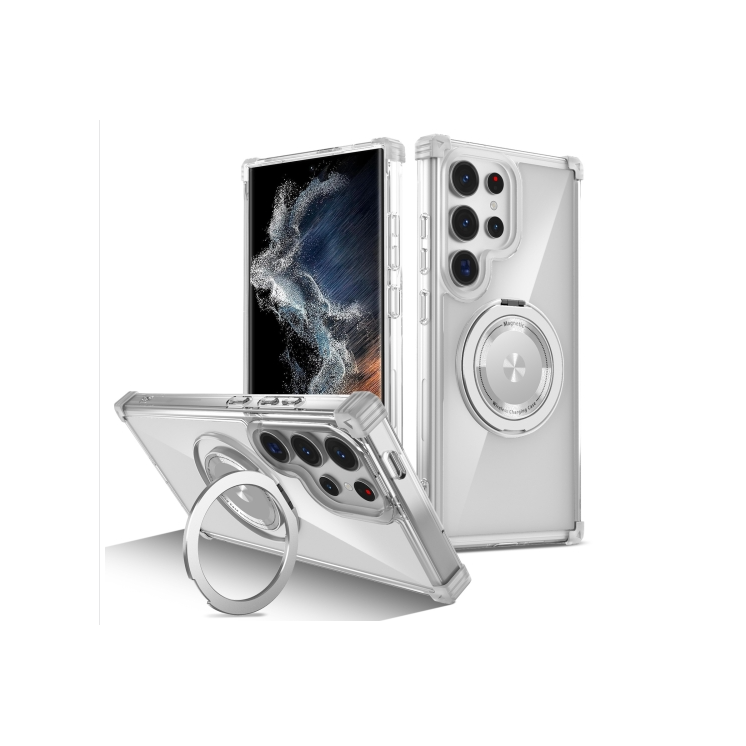 Samsung S22 Ultra 5G. Funda MagSafe magnético con anillo stand (transparente)