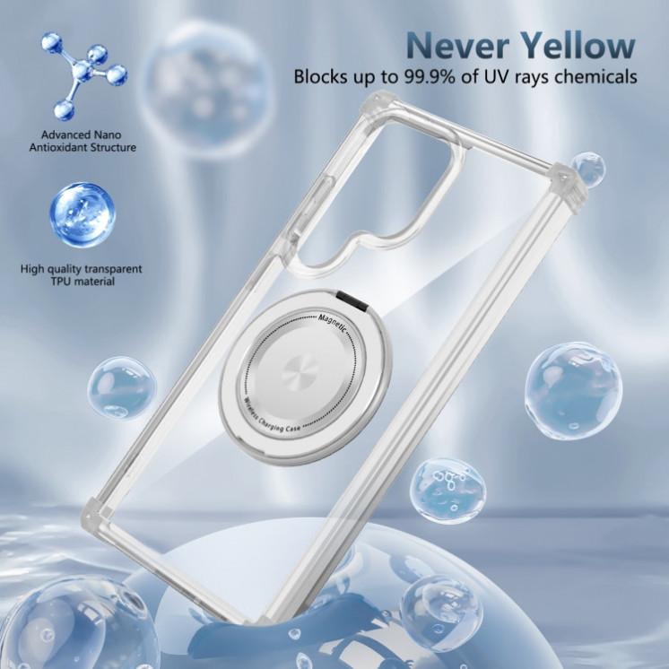 Samsung S22 Ultra 5G. Funda MagSafe magnético con anillo stand (transparente)