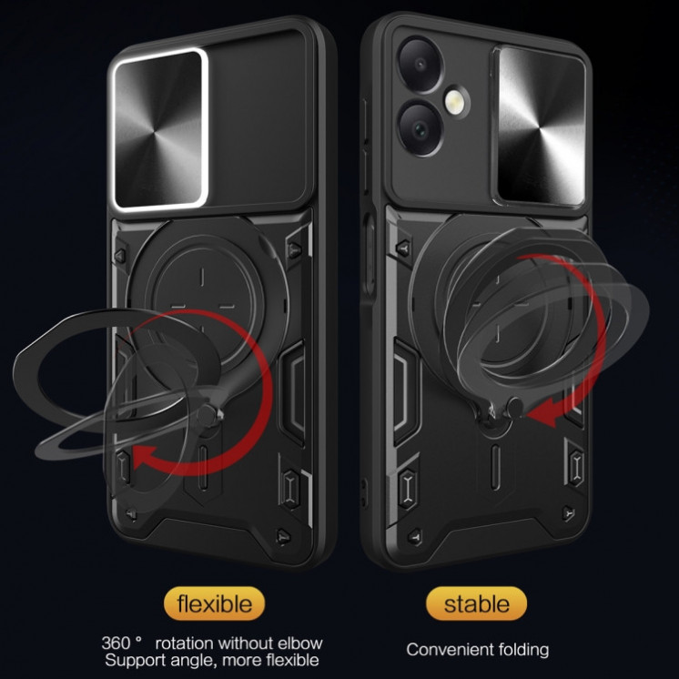 Samsung A06. Funda Camshield sliding con anillo soporte
