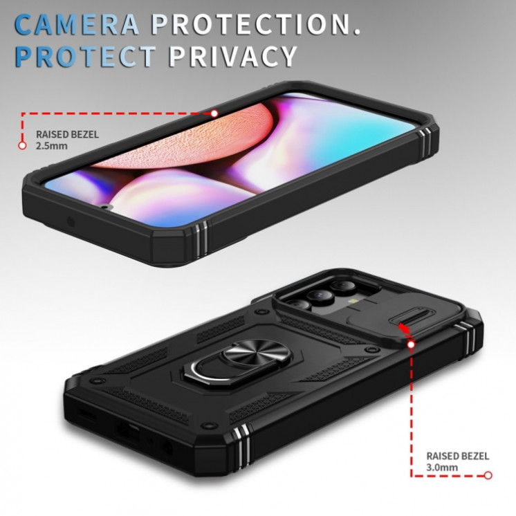 Samsung A15. Funda Armor camshield TPU+PC con anillo y marco frontal