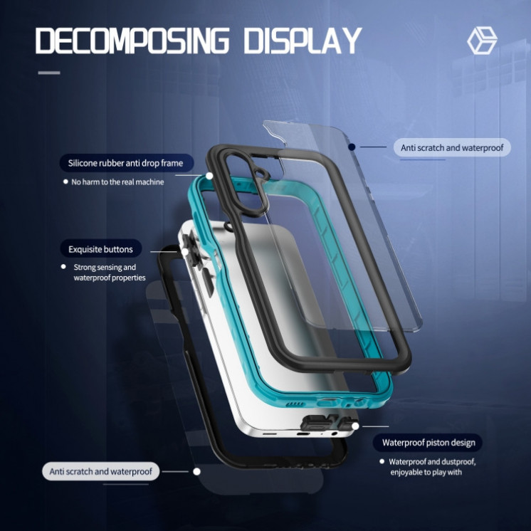 Samsung A15. Funda RedPepper IP68 sumergible 360° (borde azul)