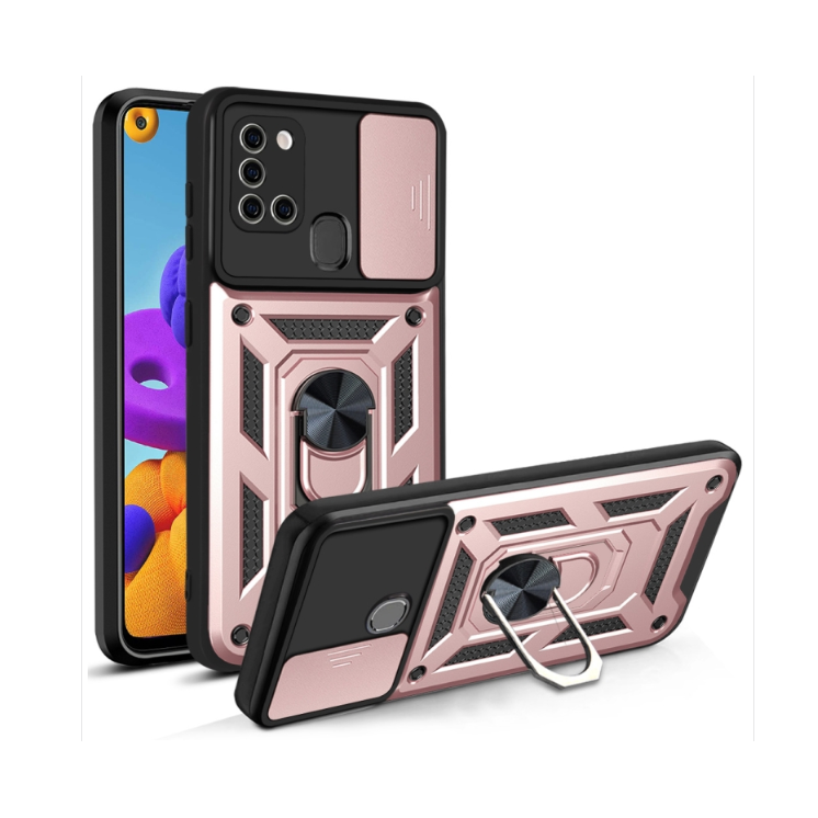 Samsung A21s. Funda camshield TPU+PC con anillo