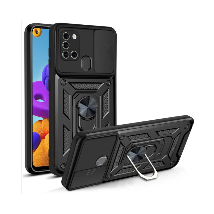 Samsung A21s. Funda camshield TPU+PC con anillo