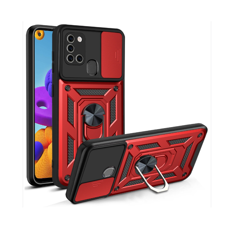 Samsung A21s. Funda camshield TPU+PC con anillo