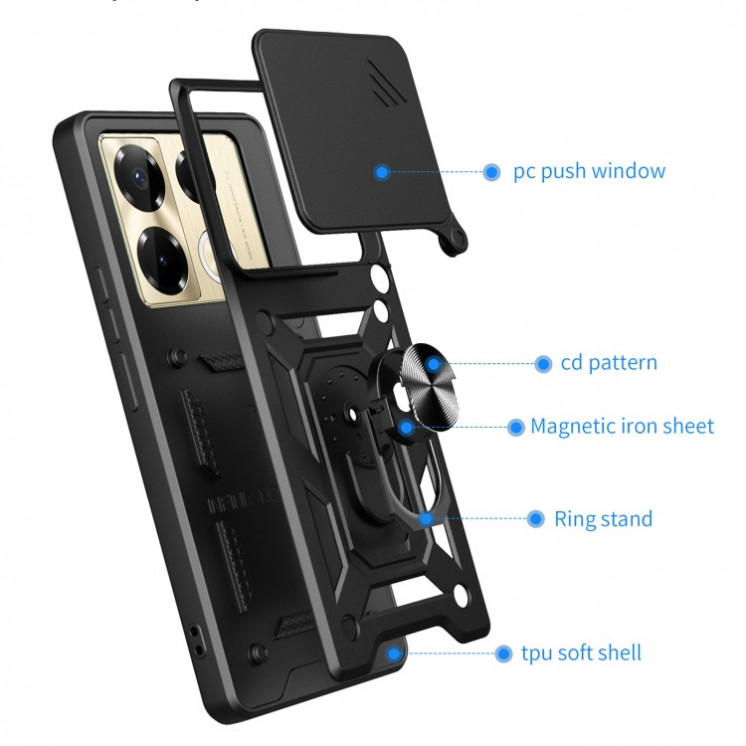 Infinix Note 40 Pro/ Note 40 Pro+. Funda Camshield TPU+PC con anillo