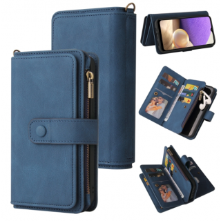 Samsung A32. Funda billetera Flip leather case (azul)