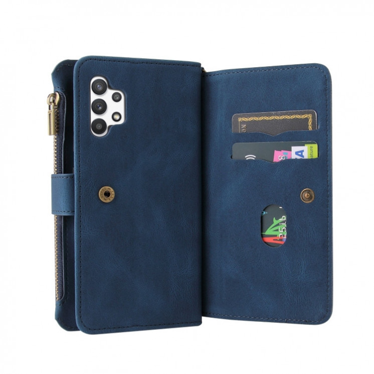 Samsung A32. Funda billetera Flip leather case (azul)