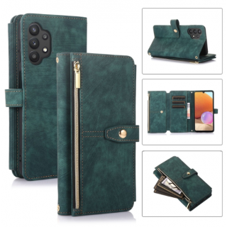 Samsung A32. Funda billetera Flip leather case (verde)