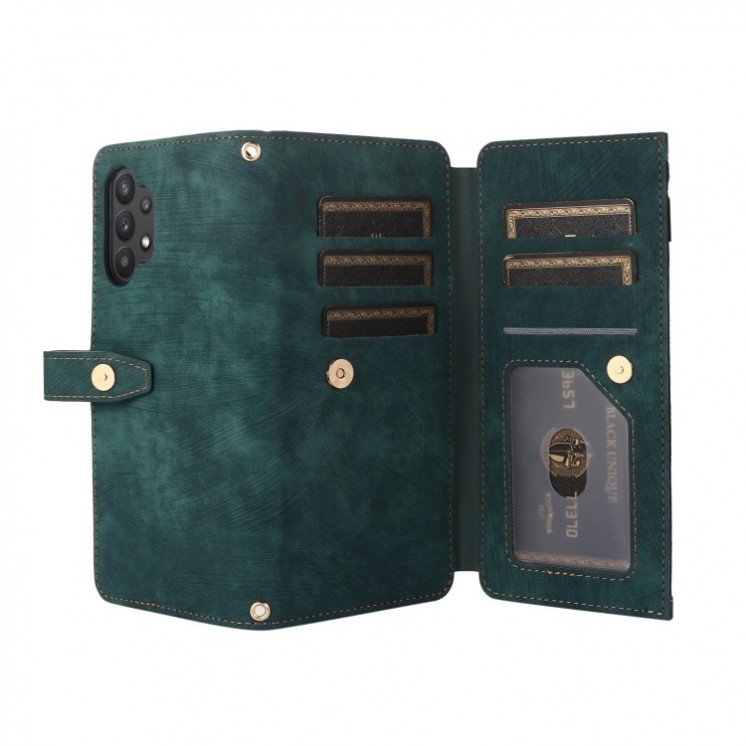 Samsung A32. Funda billetera Flip leather case (verde)