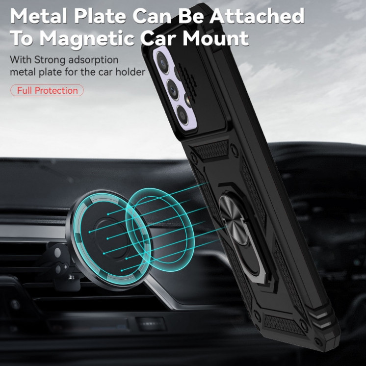 Samsung A33. Funda Armor con protector de cámara y anillo