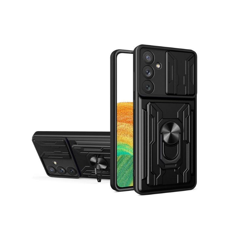 Samsung A34. Funda camshield con anillo + porta tarjeta