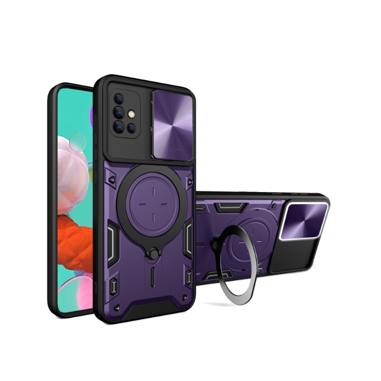 Samsung A51. Funda con protector de cámaras y anillo.