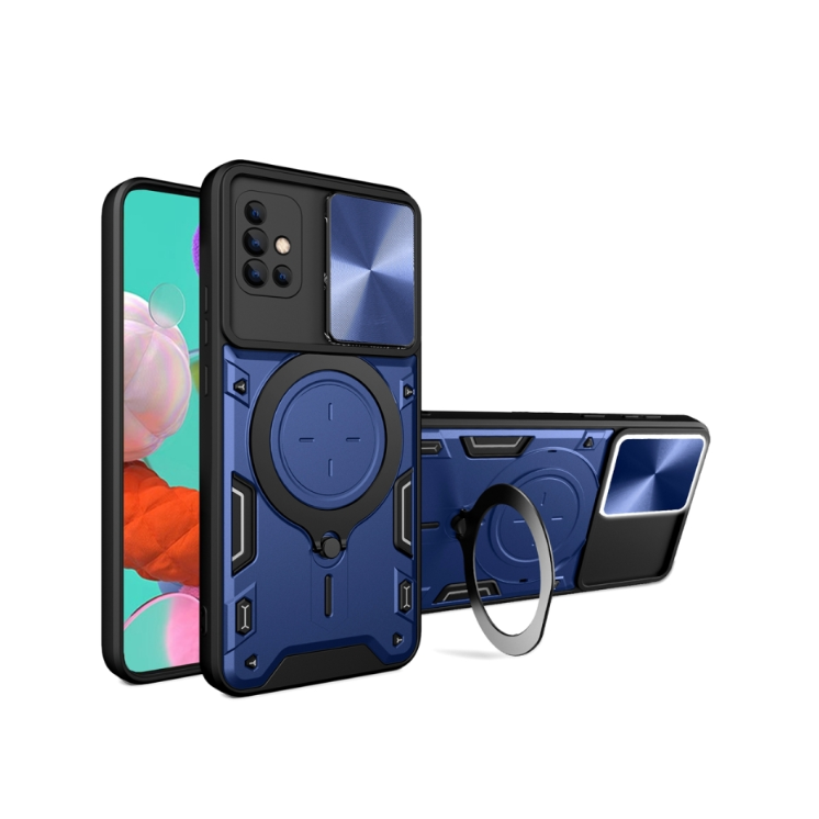 Samsung A51. Funda con protector de cámaras y anillo.