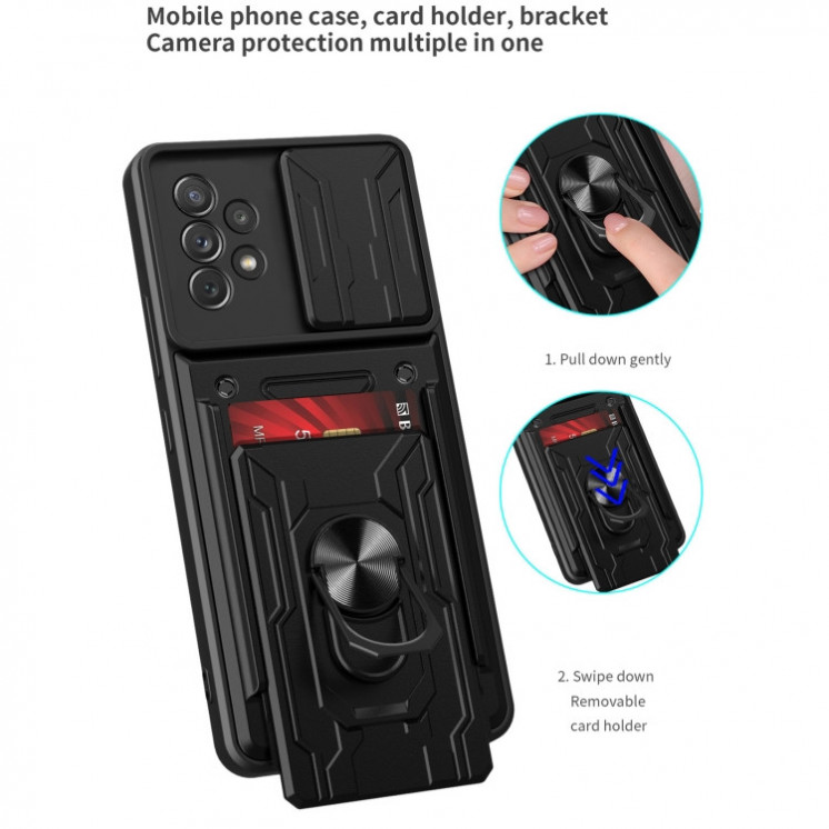 Samsung A53. Fundas camshield con anillo + porta tarjeta