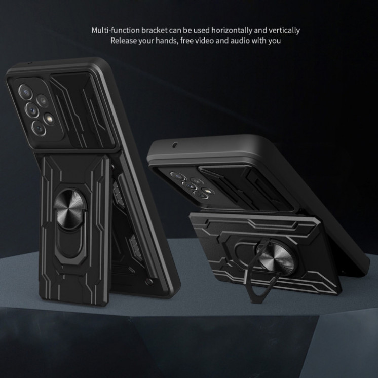 Samsung A53. Fundas camshield con anillo + porta tarjeta
