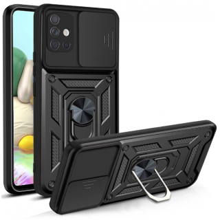 Samsung A71. Funda con protector de cámaras y anillo