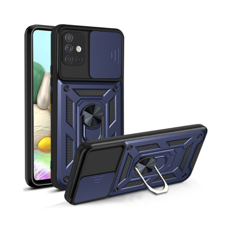 Samsung A71. Funda con protector de cámaras y anillo