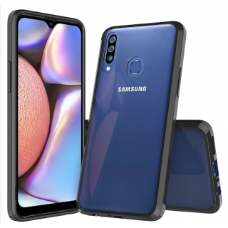 Samsung A20s. Funda transparente TPU + acrílico (bordes negro)