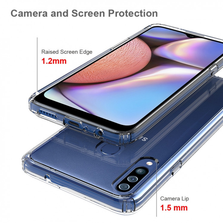 Samsung A20s. Funda transparente TPU + acrílico (bordes negro)