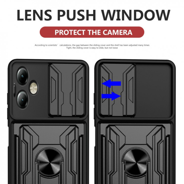 Motorola G14. Funda camshield con anillo y porta tarjeta
