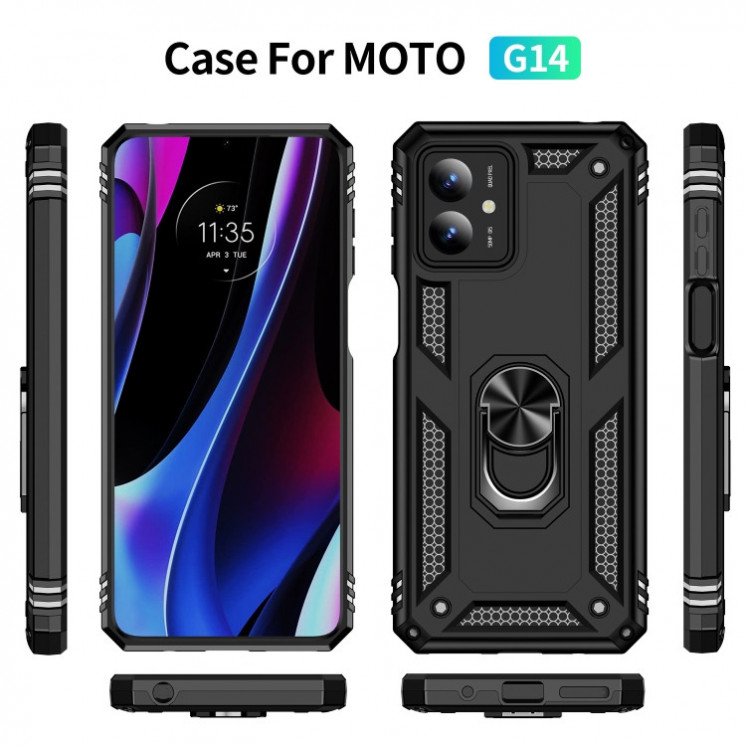 Motorola G14. Funda Armor con anillo compatible con soportes magnéticos