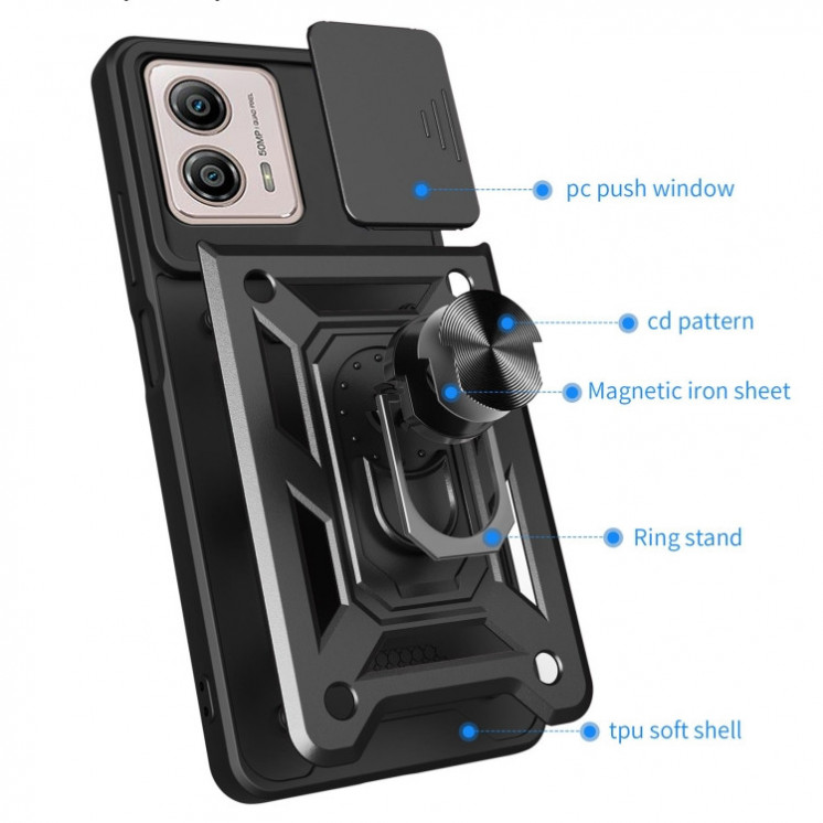 Motorola G13/G23/G53. Funda camshield con anillo
