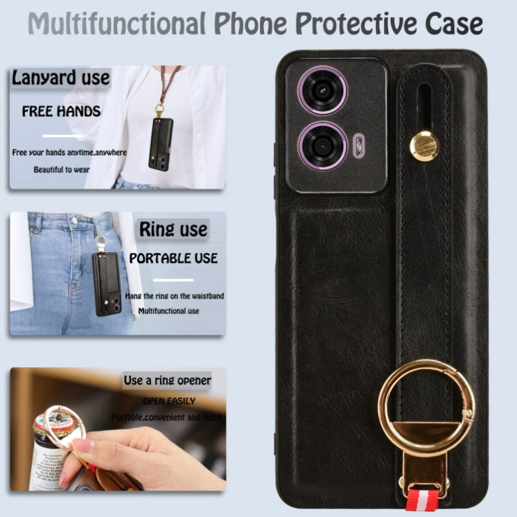 Motorola G24/G04/ E14. Funda leather case con correa